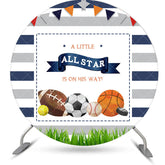 Aperturee - All Star Balls Stripe Round Baby Shower Backdrop